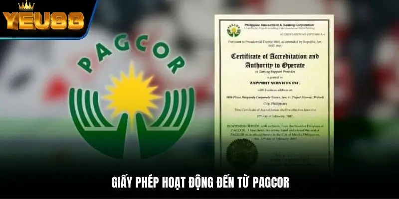 Giấy phép hoạt động hợp pháp từ PAGCOR